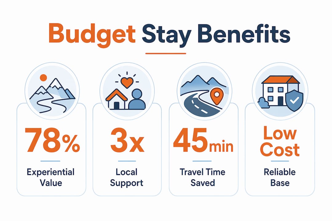 Infographic summarizing budget accommodation benefits