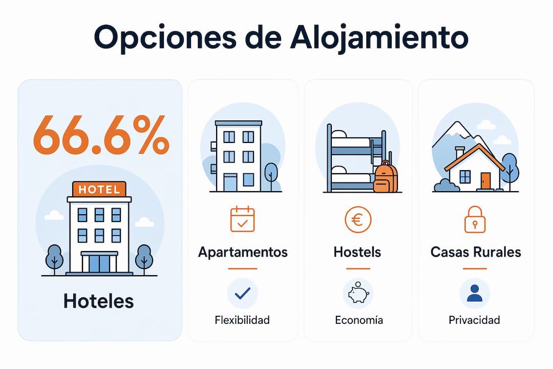 Guía visual sobre las diferentes opciones de alojamiento para familias y sus principales beneficios