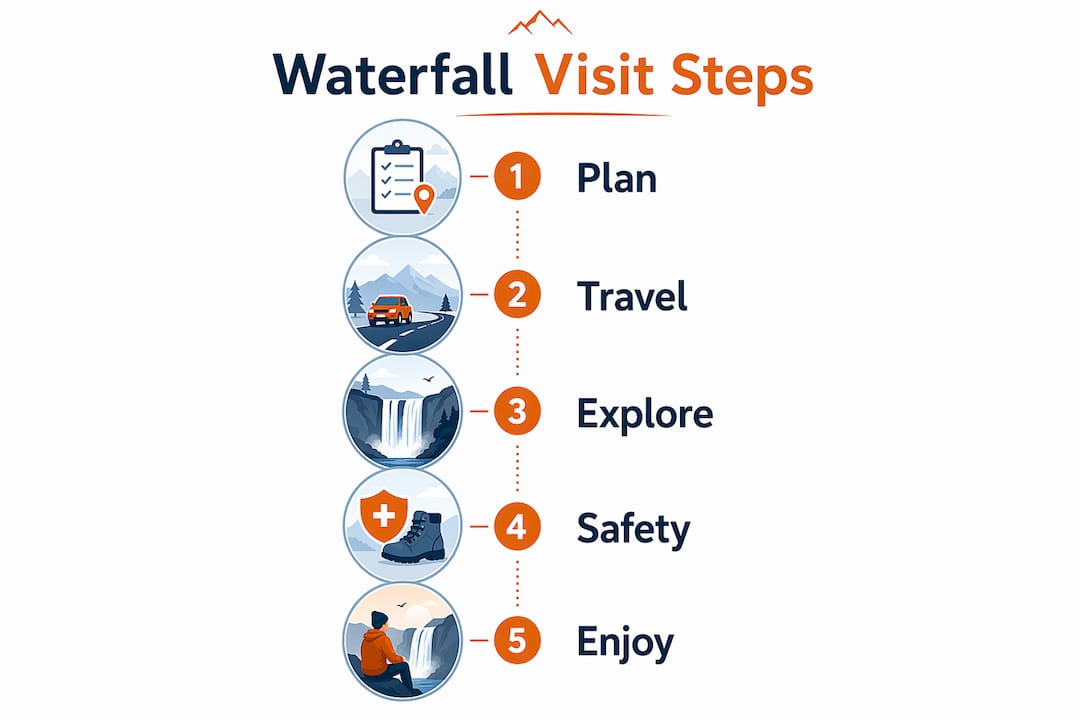 Infographic outlining steps to visit South Coast waterfalls