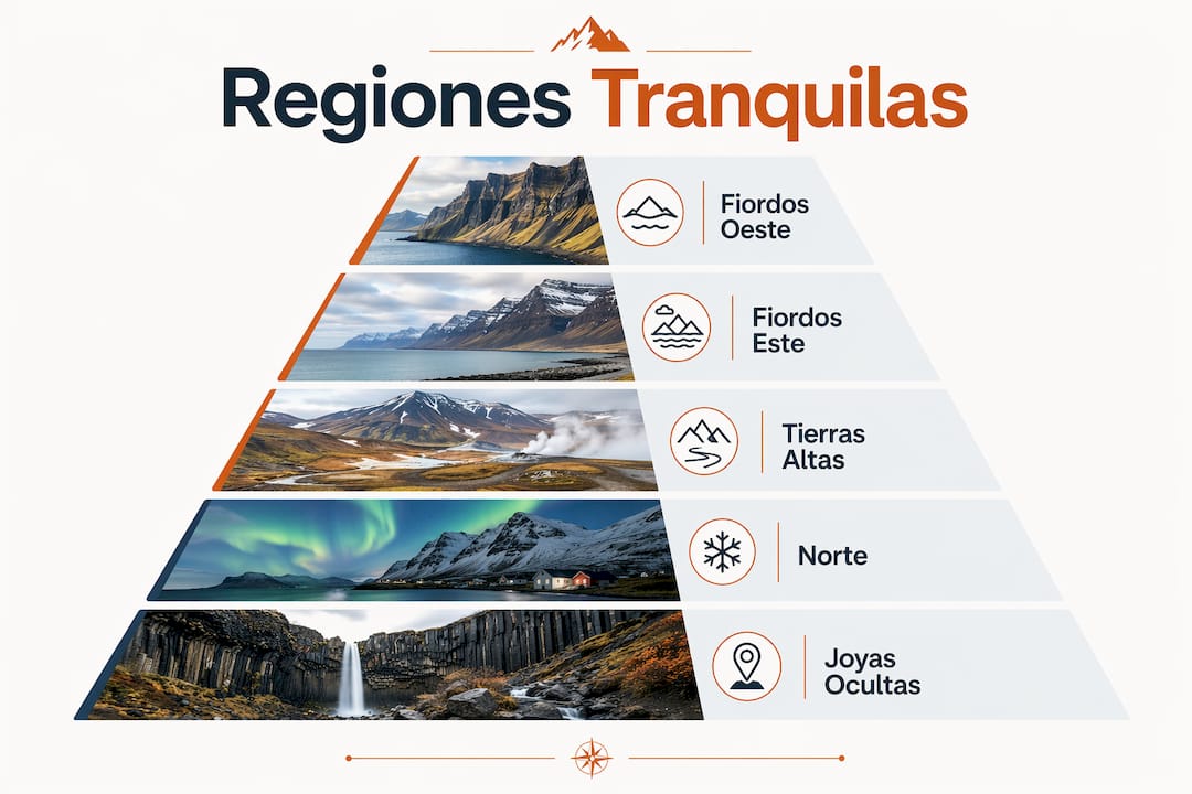 Infografía que destaca las zonas más tranquilas de Islandia