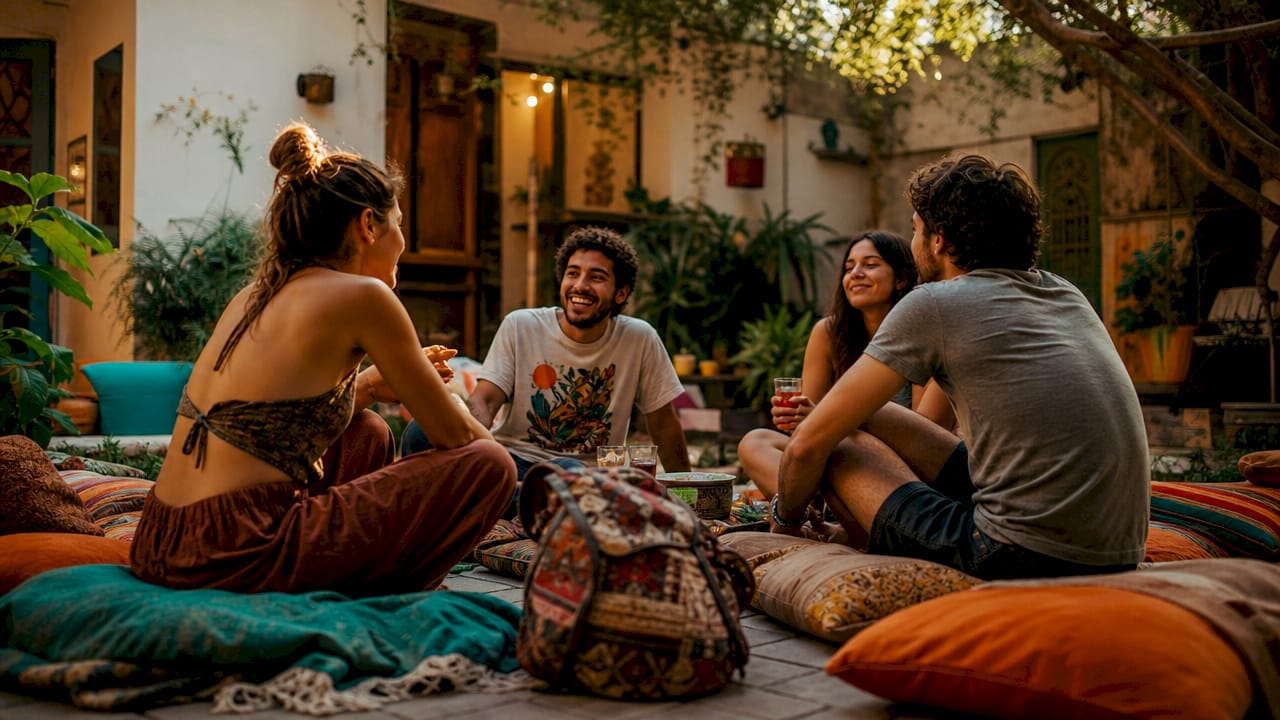 Compartir charlas y risas con otros viajeros alrededor de la mesa común del hostel es una de las mejores formas de hacer amigos y descubrir nuevas historias.