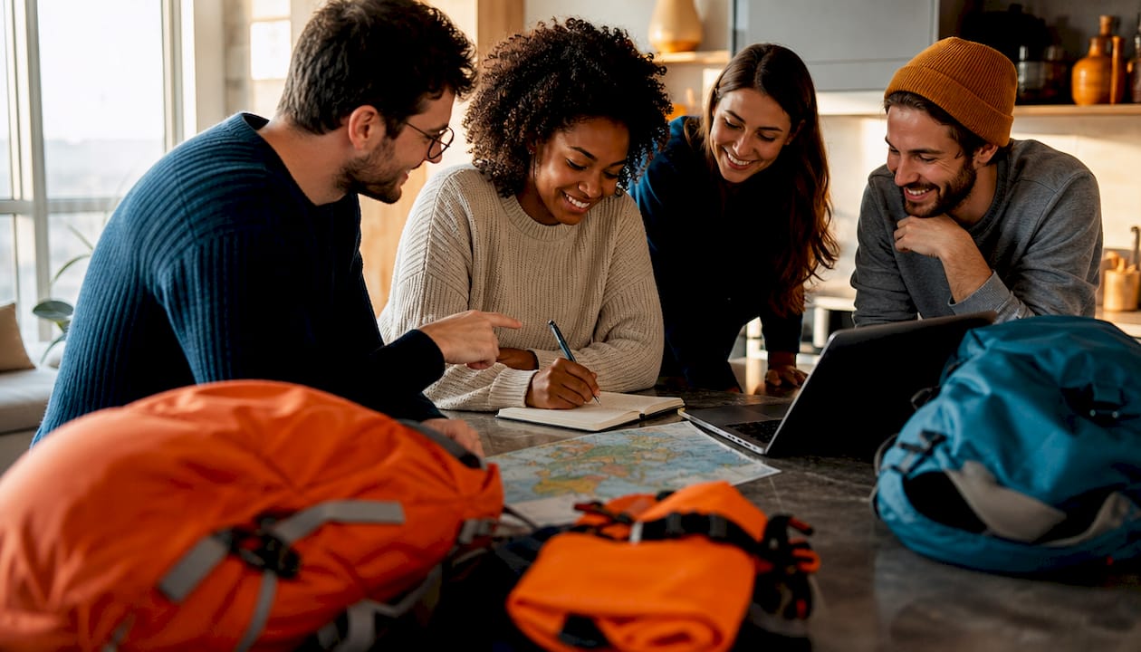 Group organizing travel packing list together