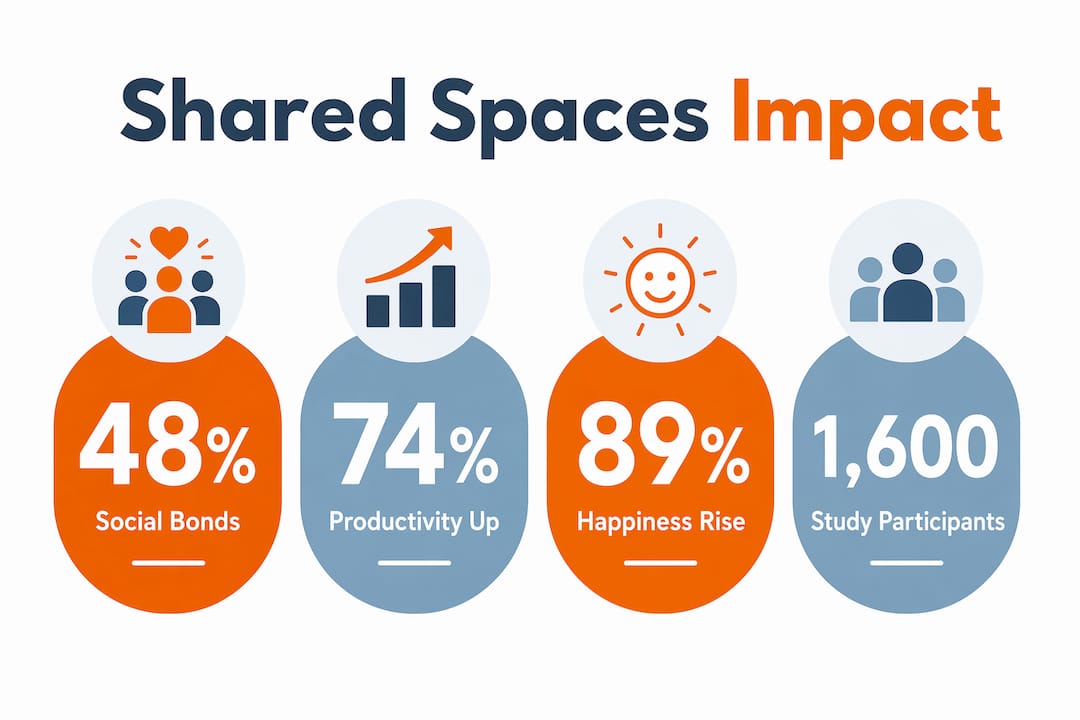 Infographic showing statistics on shared travel spaces