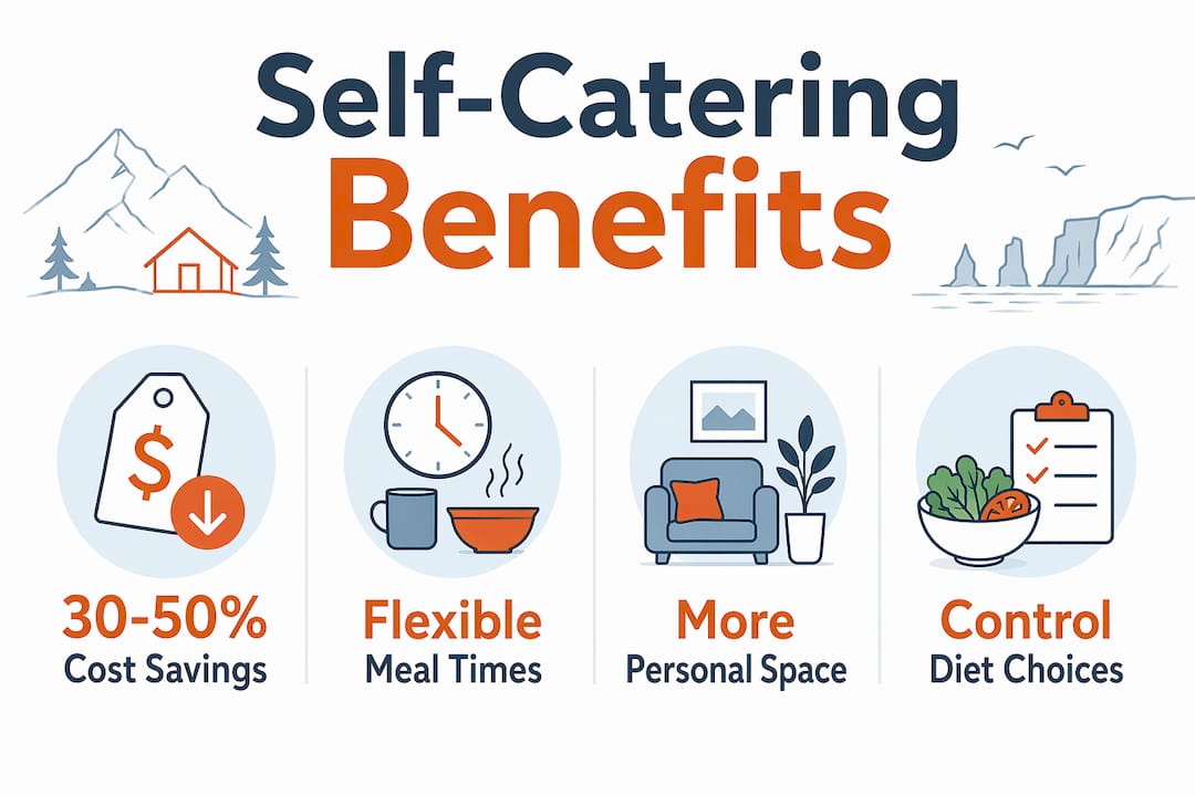Infographic showing key benefits of self-catering kitchens