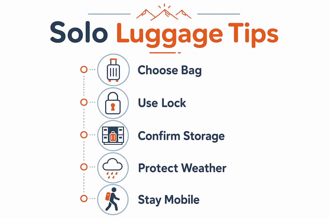 Infographic showing five key luggage management steps