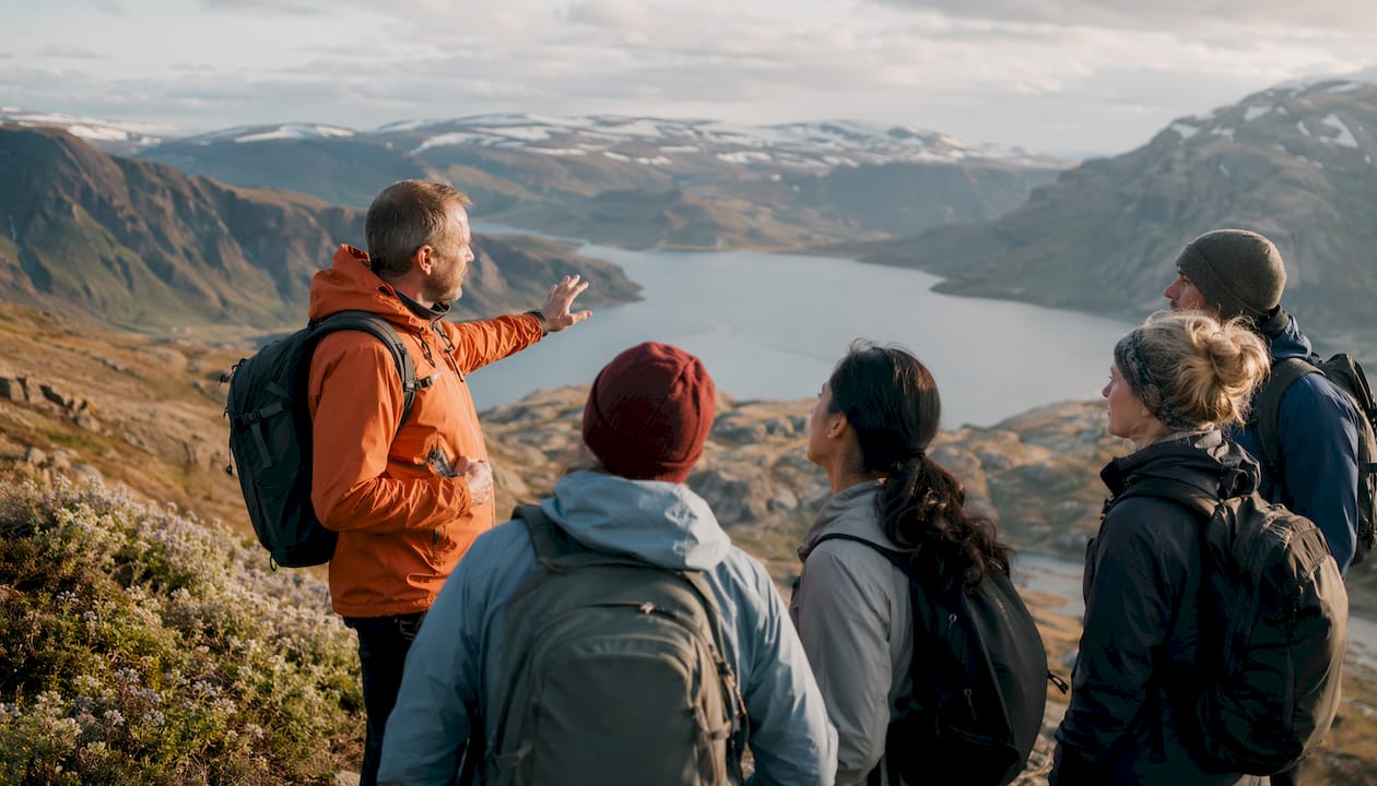 Local guide leading cultural tour outdoors