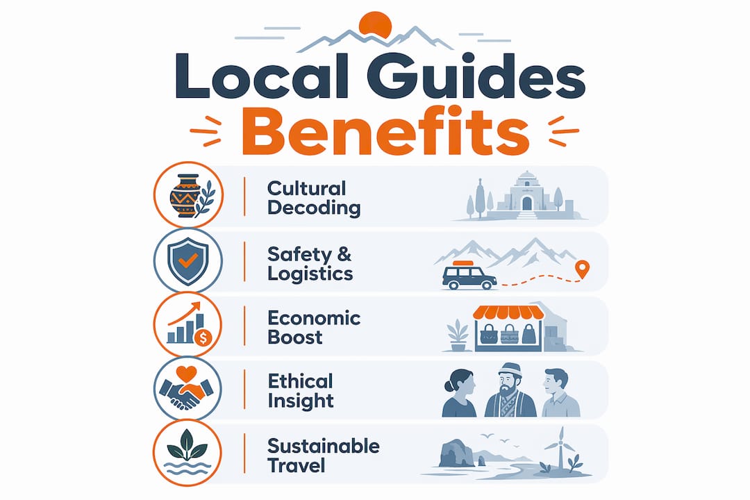 Infographic outlining five key benefits of local guides