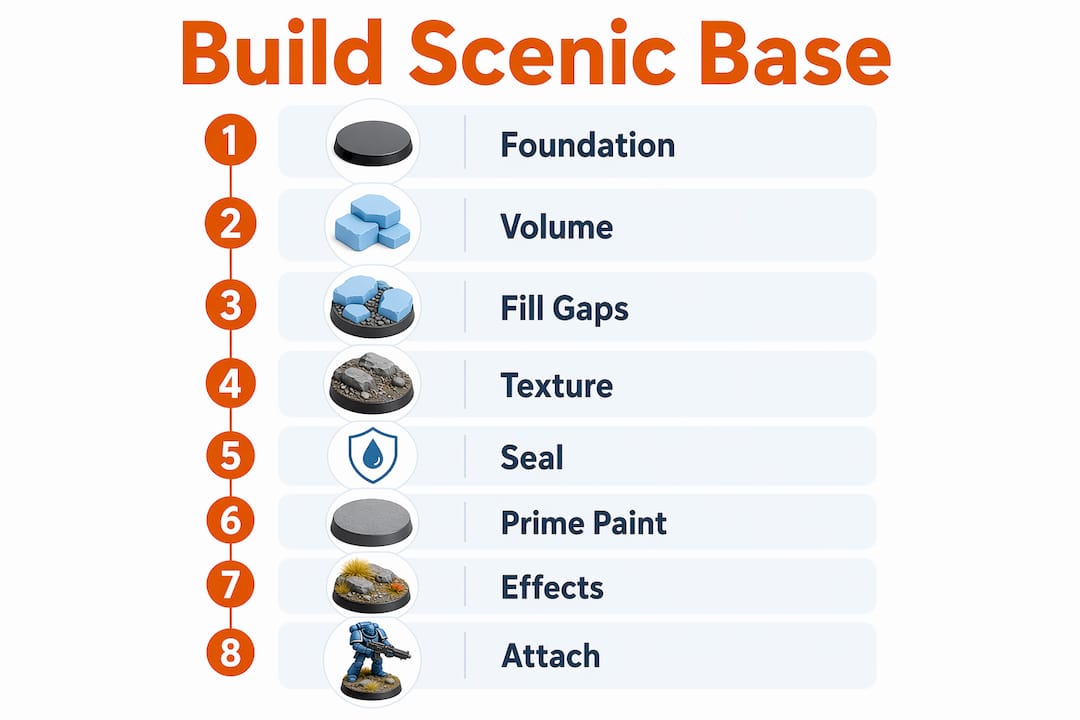 Infographic of scenic base building steps