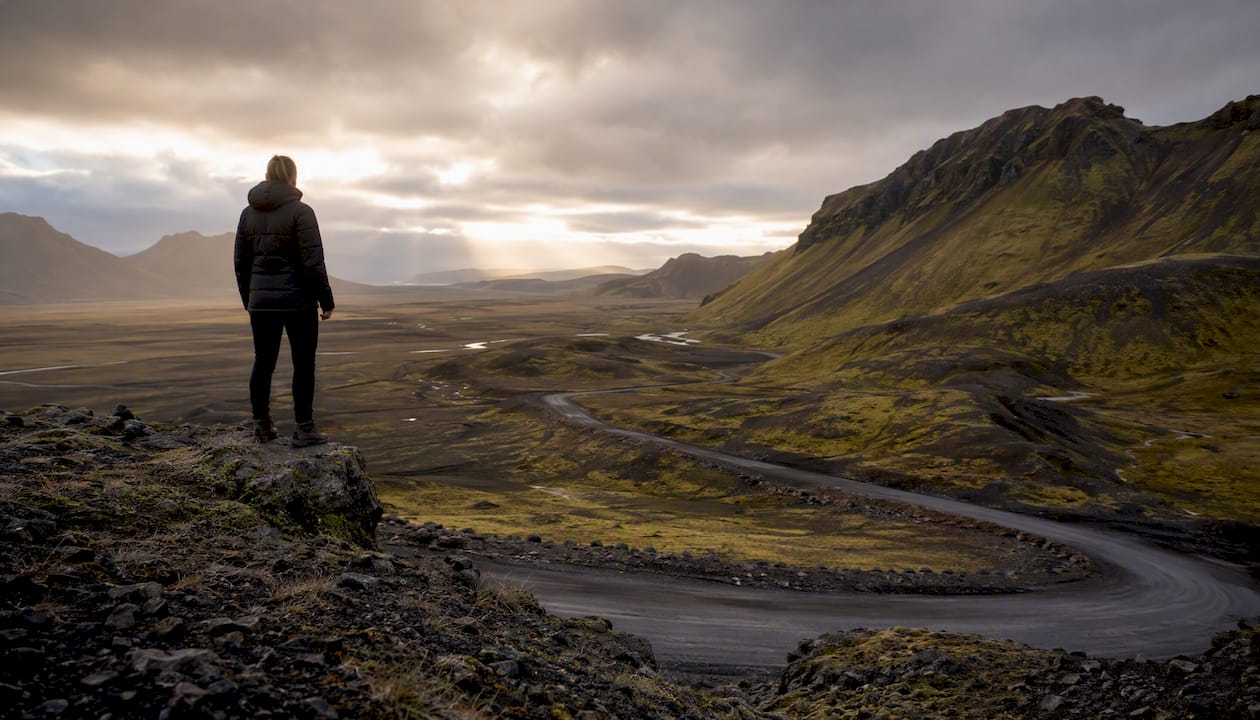 Iceland Ring Road winding through volcanic terrain