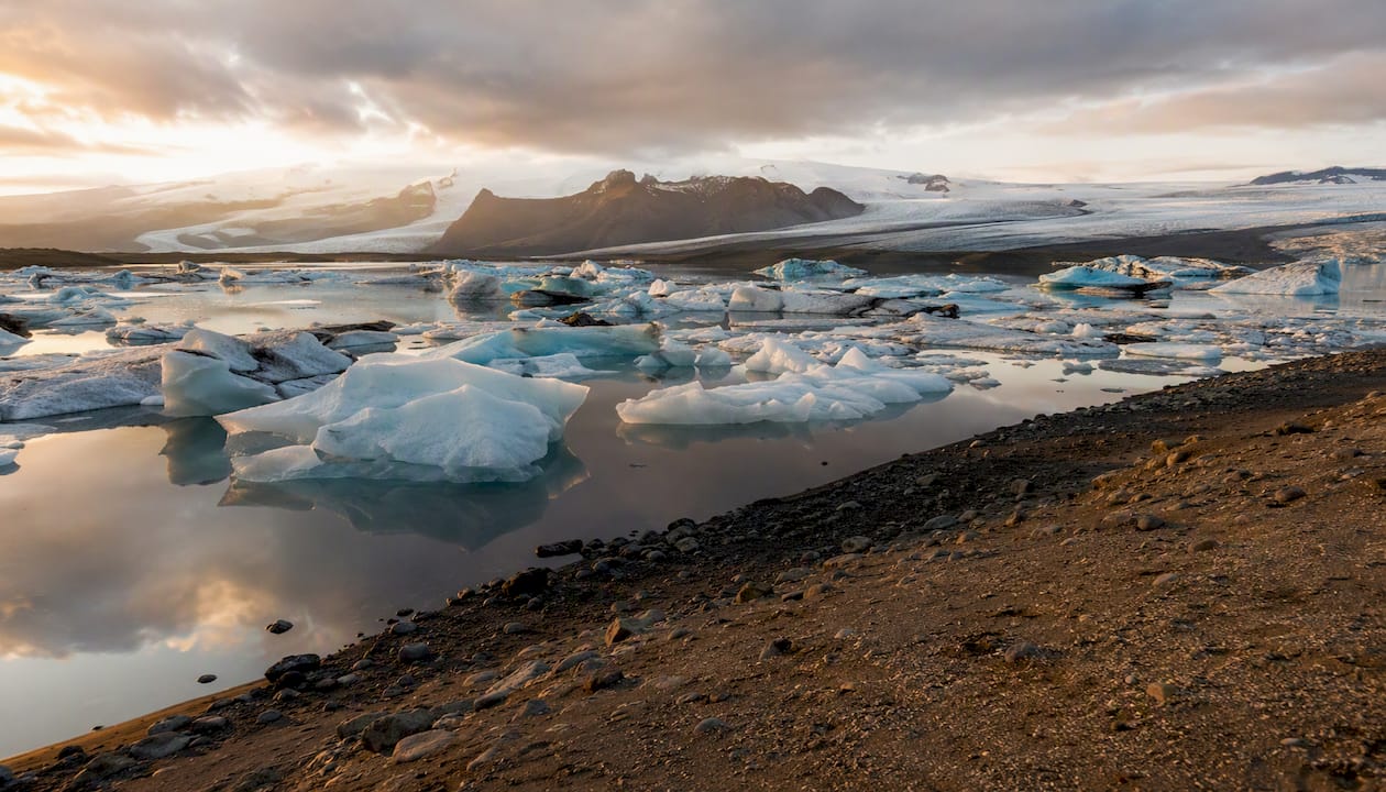 Jökulsárlón Glacier Lagoon with floating icebergs