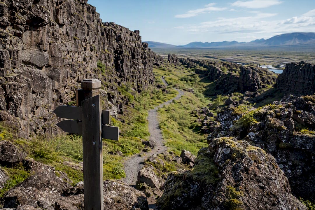 Þingvellir rift valley trail at dawn