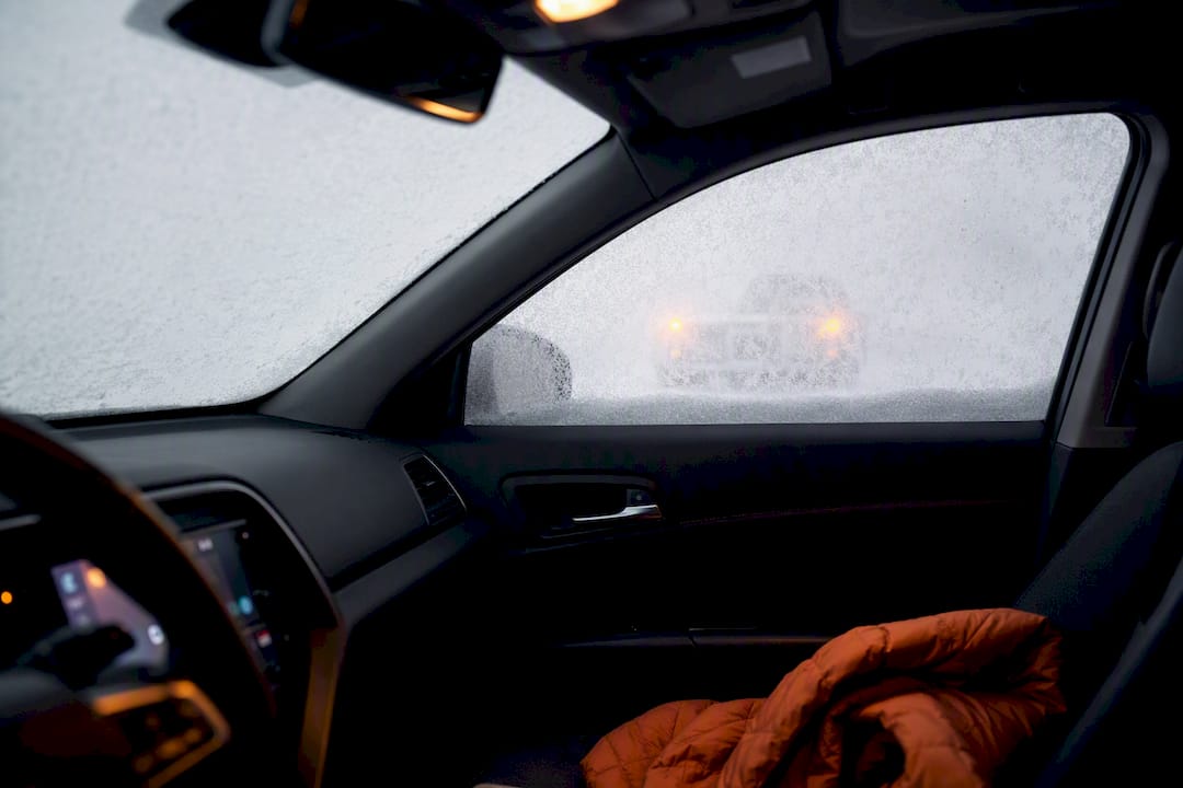 Stranded vehicle during an Icelandic whiteout