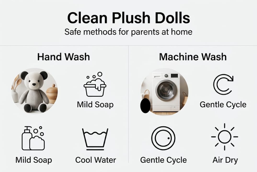 Infographic of plush doll cleaning methods