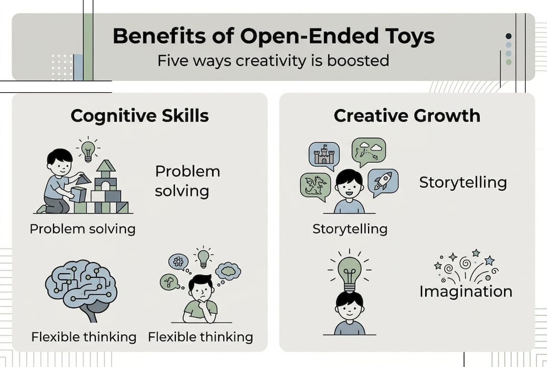 Infographic showing benefits of open-ended toys