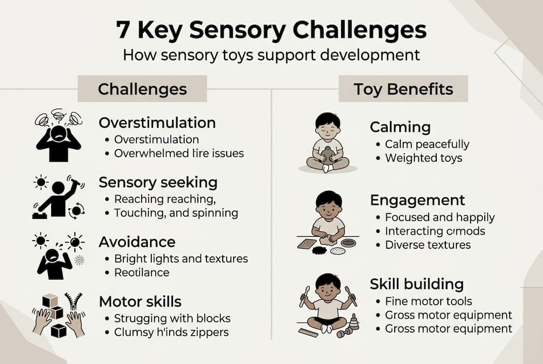 Infographic of seven sensory challenges and benefits