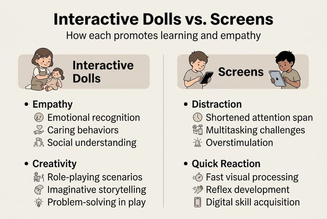 Infographic comparing interactive dolls and screens