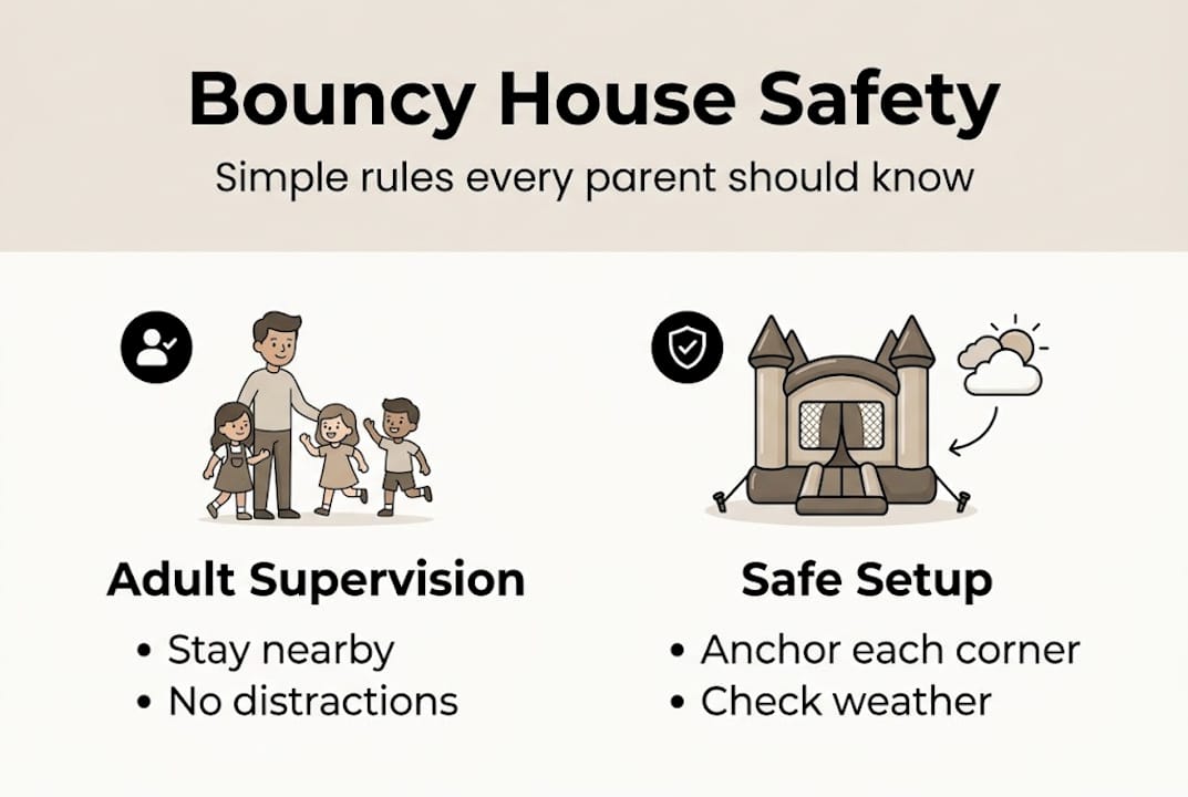Infographic shows basic bouncy house safety rules