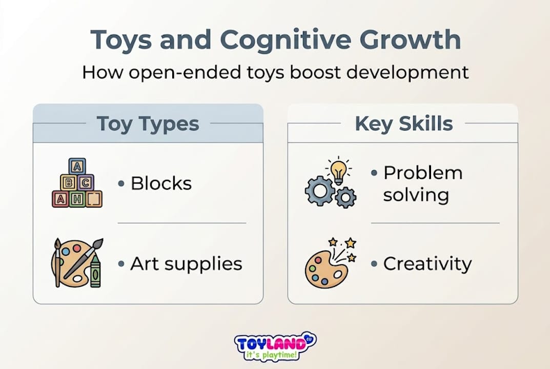 Infographic on toys and cognitive development skills