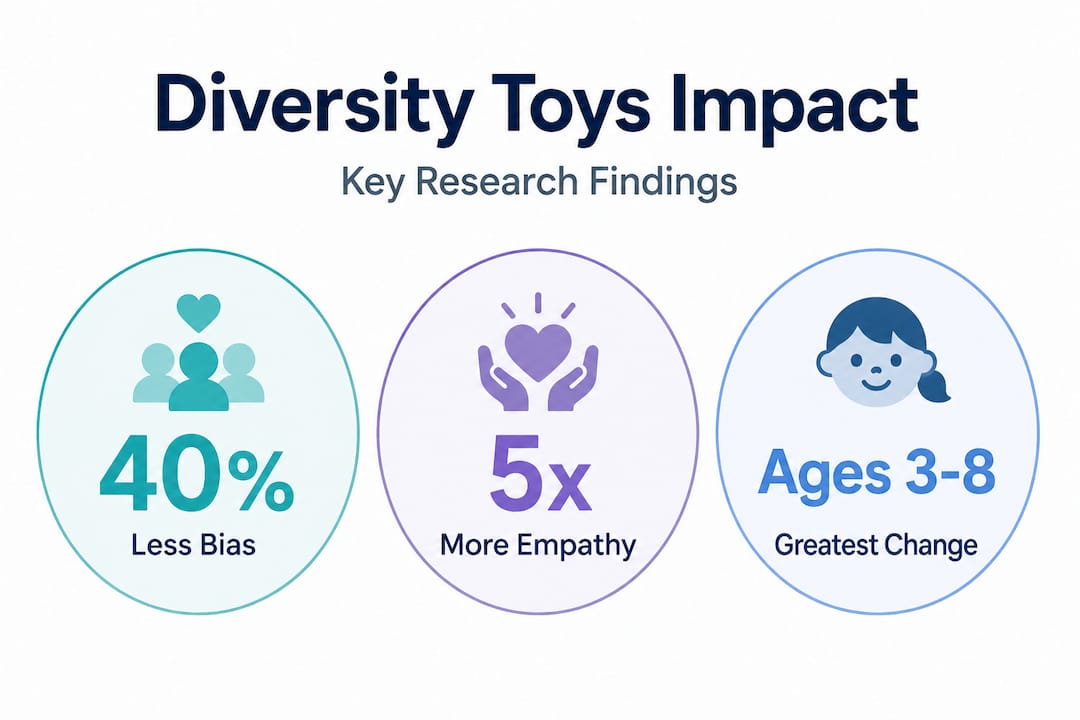 Infographic summarizing diversity toys research impact