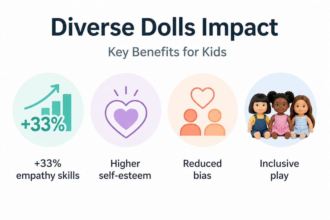 Infographic highlighting key impacts of diverse dolls
