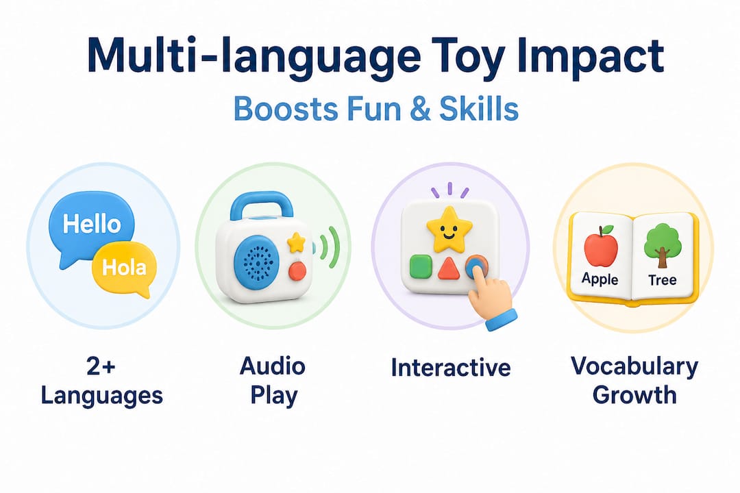 Infographic with key stats about multi-language toys