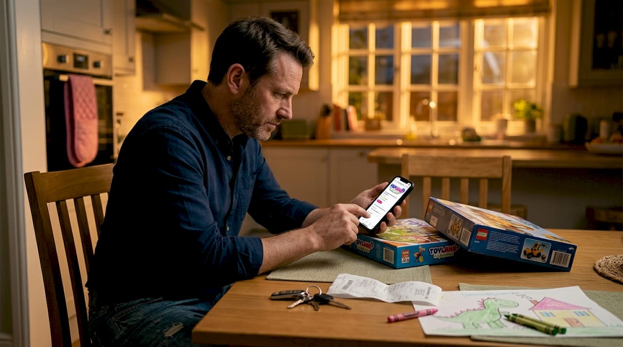 Parent checking toy durability and features