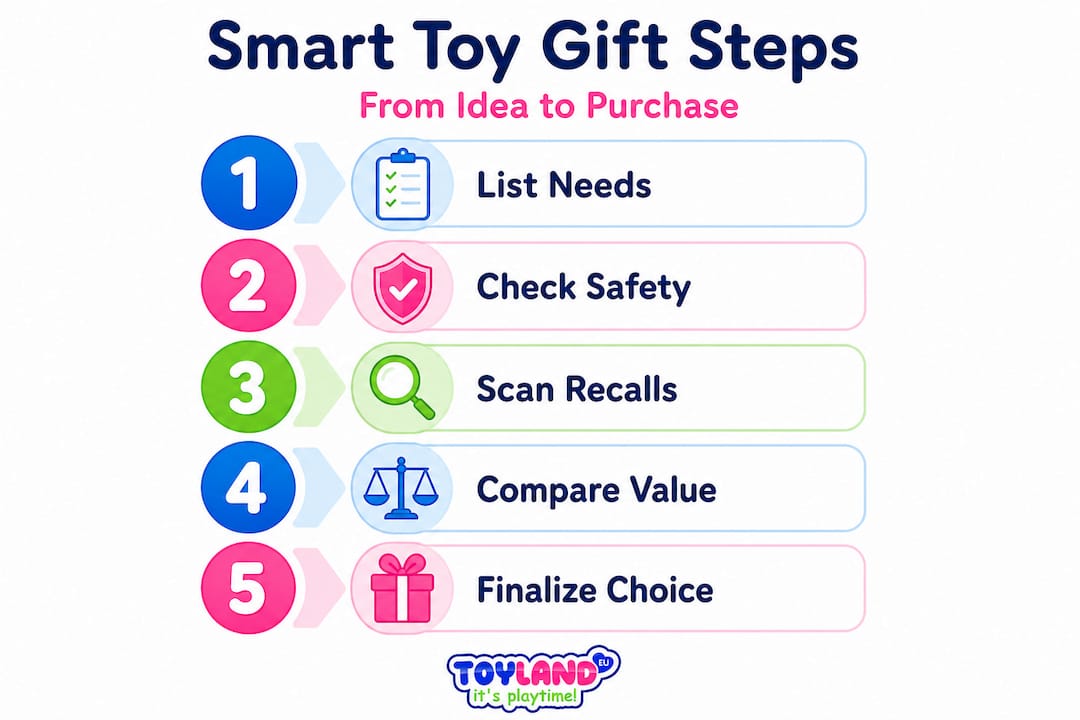 Infographic of toy gift buying steps
