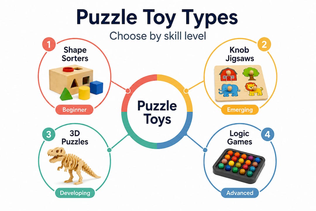 Hierarchy infographic of puzzle toy categories