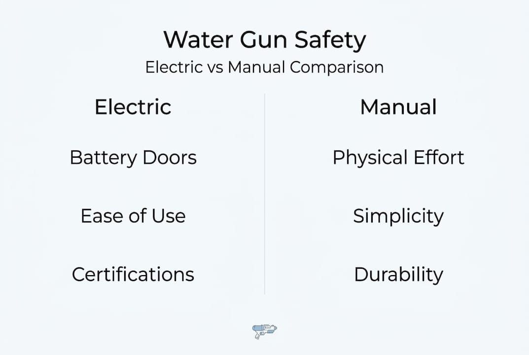 Infographic comparing electric and manual water guns
