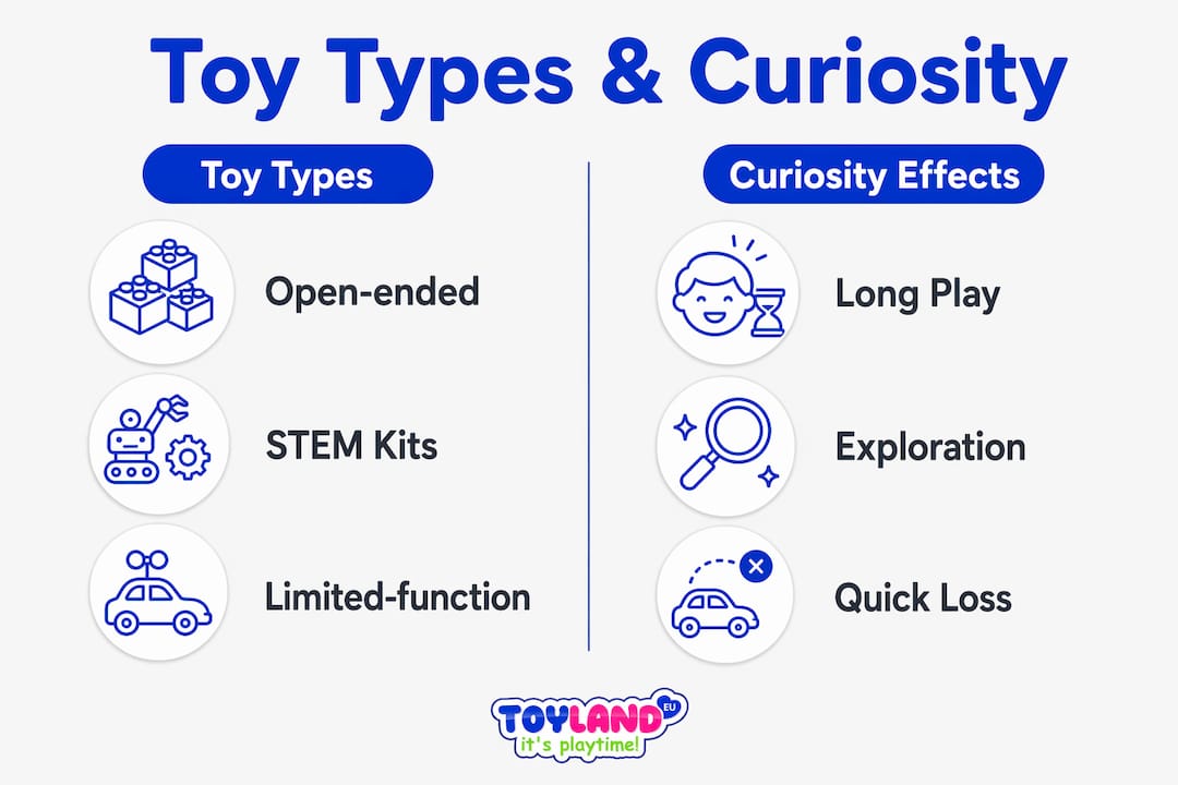Infographic comparing toy types and curiosity effects
