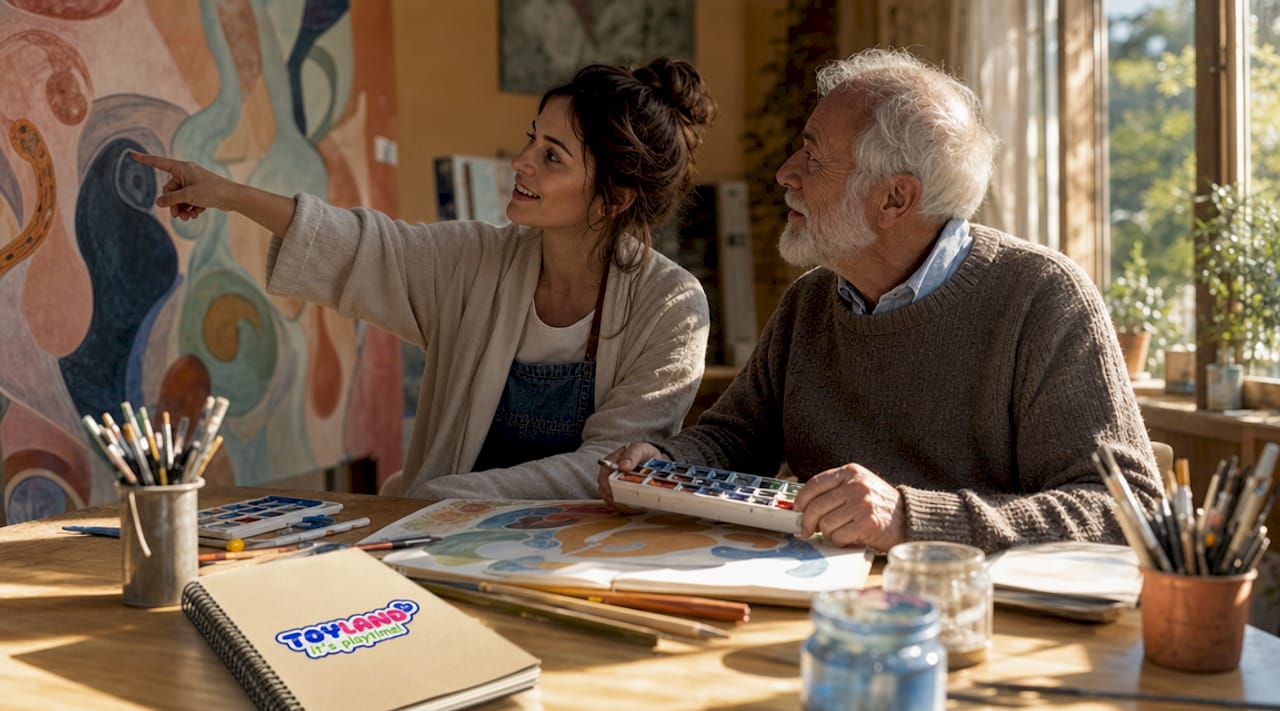 Therapist and client discussing warm colors