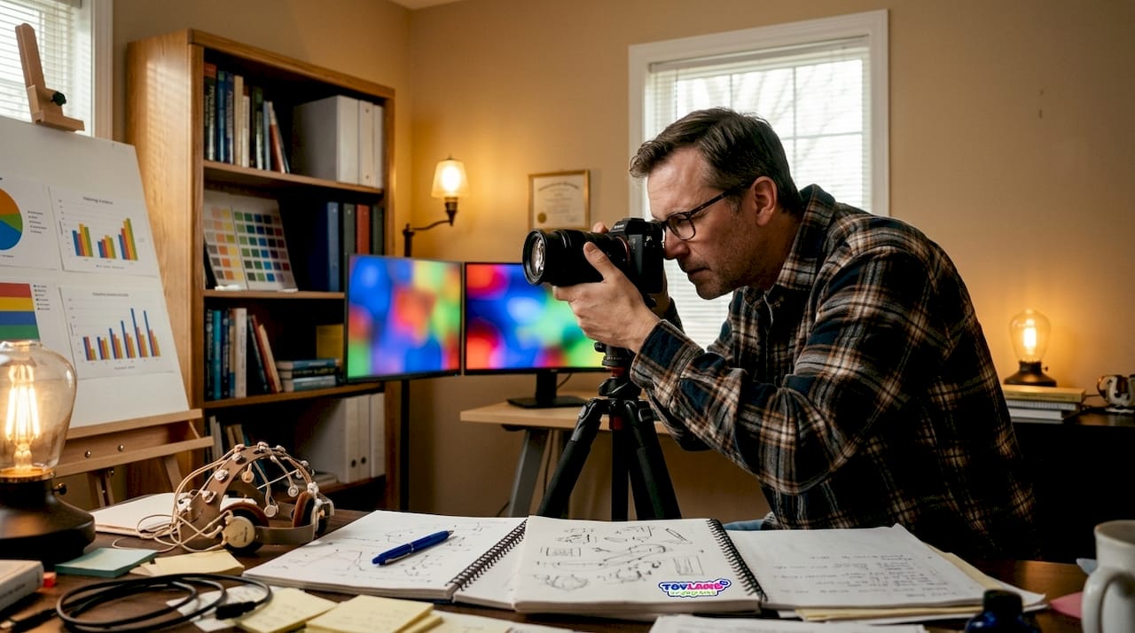 Scientist setting up color psychology experiment