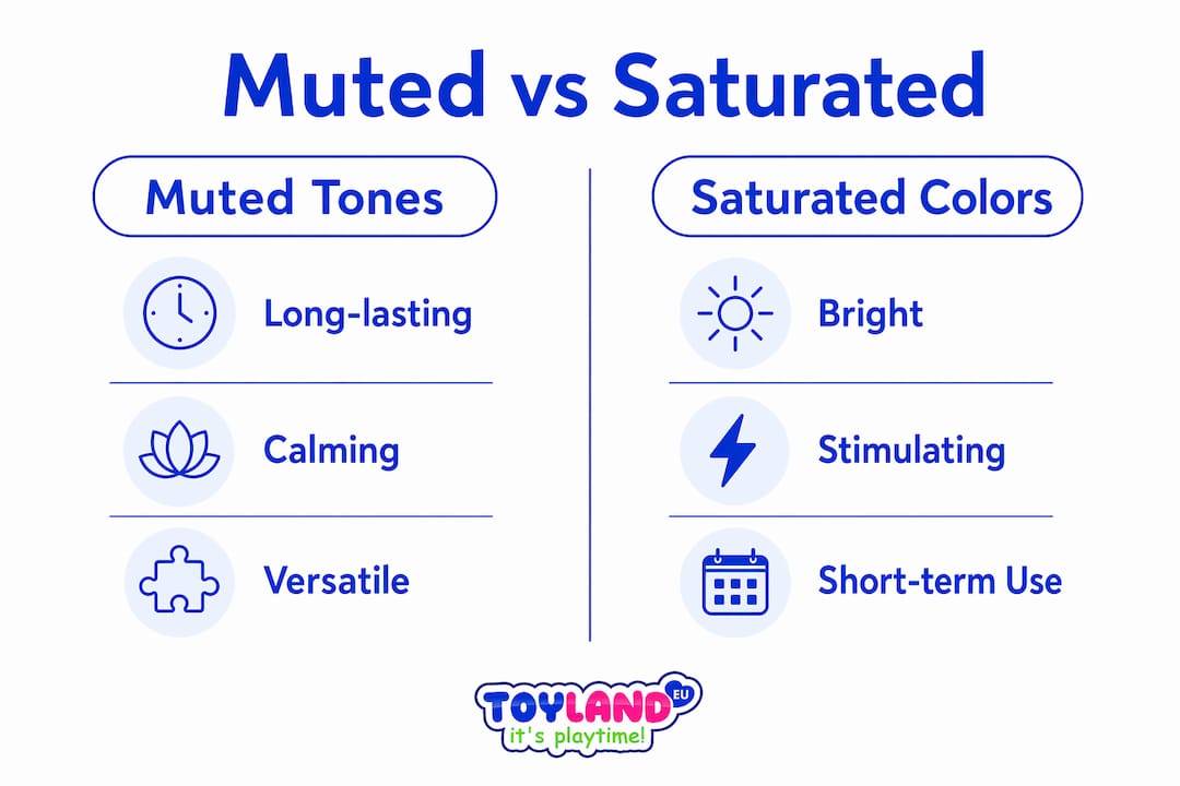 Infographic comparing muted and saturated bedroom colors