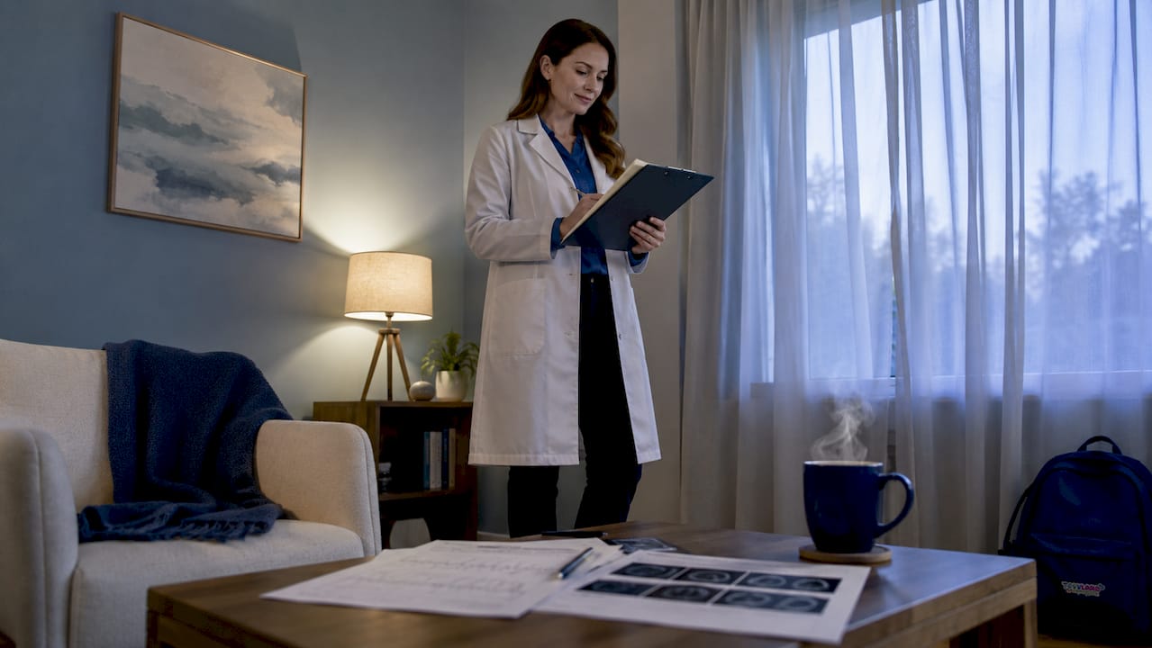 Pediatric specialist reviewing sleep color study
