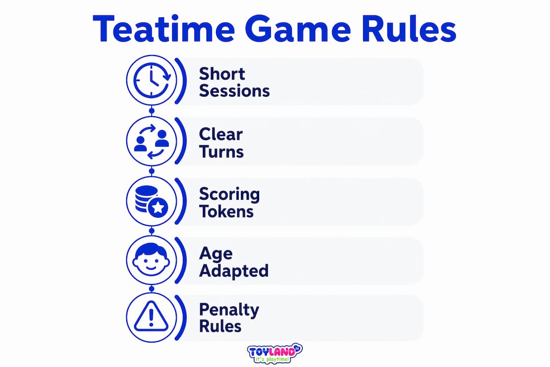 Infographic outlining core rules for teatime card games