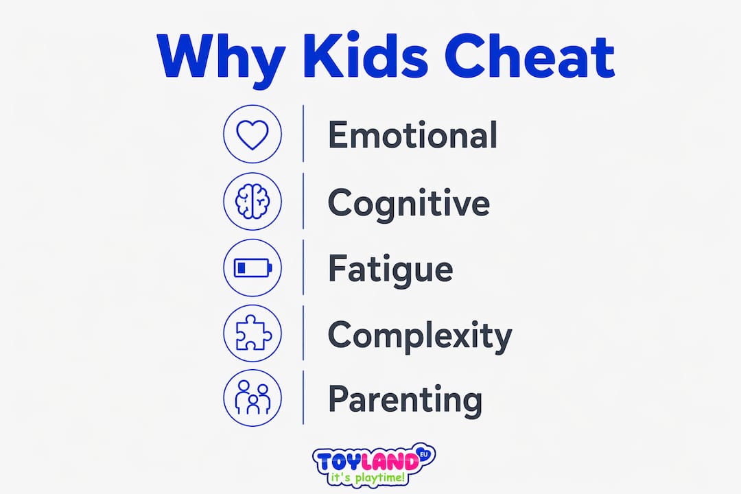 Infographic illustrating factors influencing children cheating in games