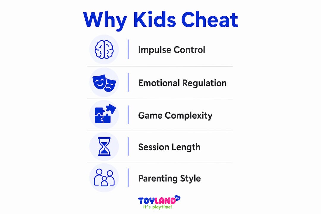 Infographic explaining reasons why children cheat at cards