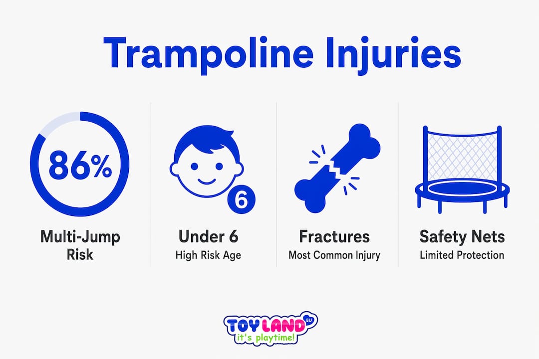 Infographic summarizing trampoline injury statistics