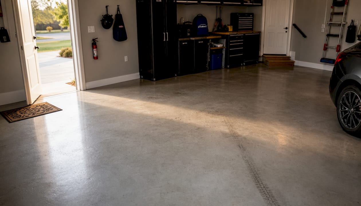 Clear garage floor space under overhead shelving