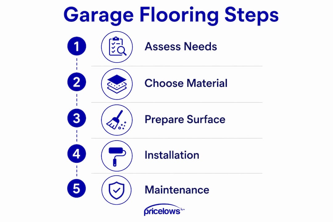 Infographic showing garage flooring selection steps