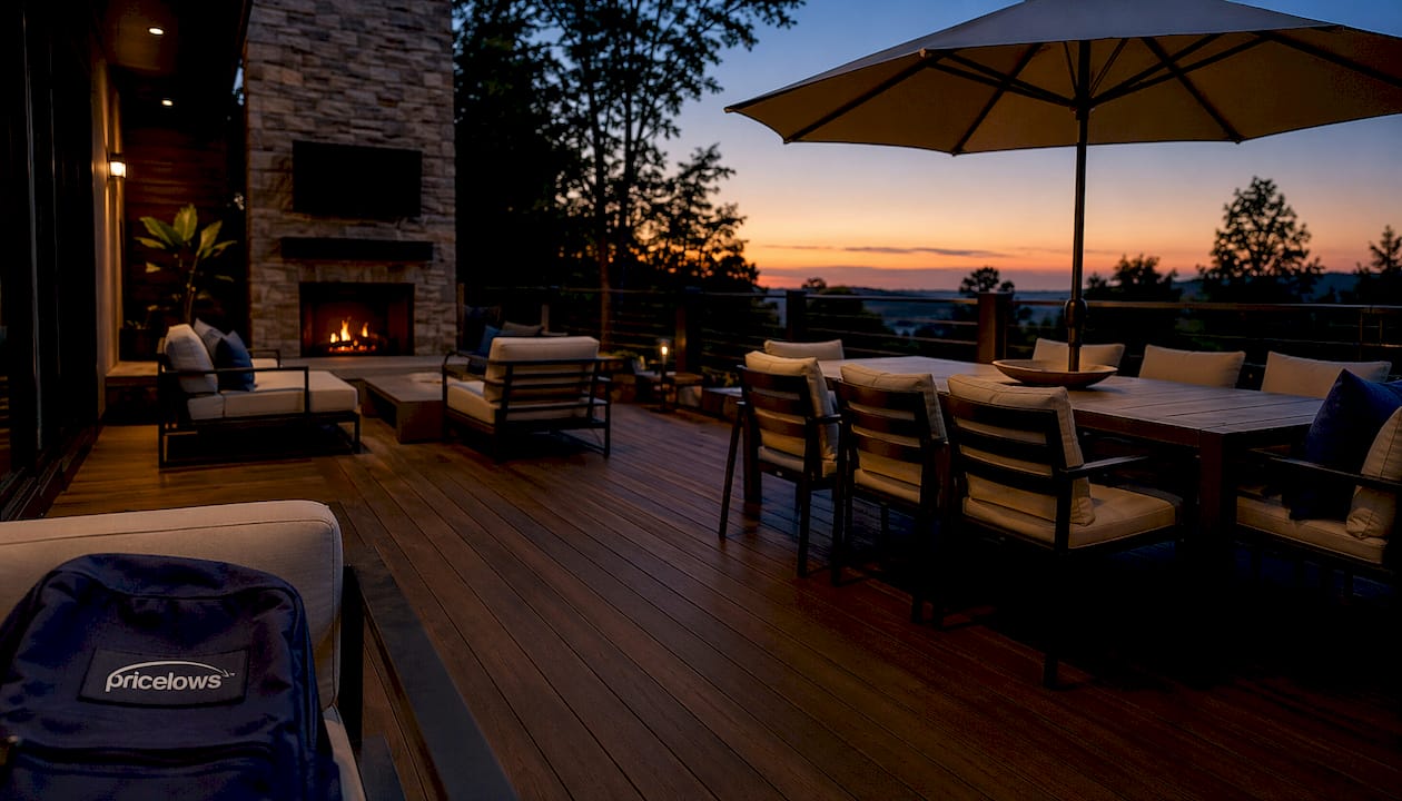 Top-down layout of well-spaced outdoor patio furniture