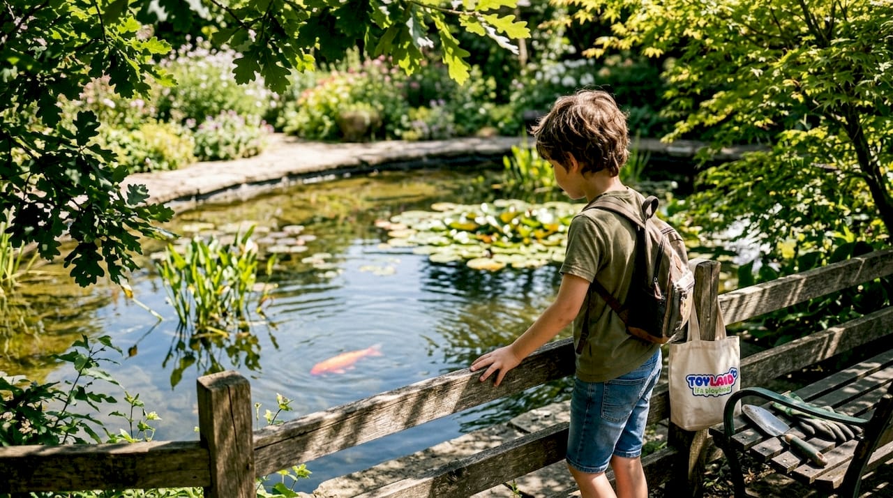 Boy watching fish in home aquarium