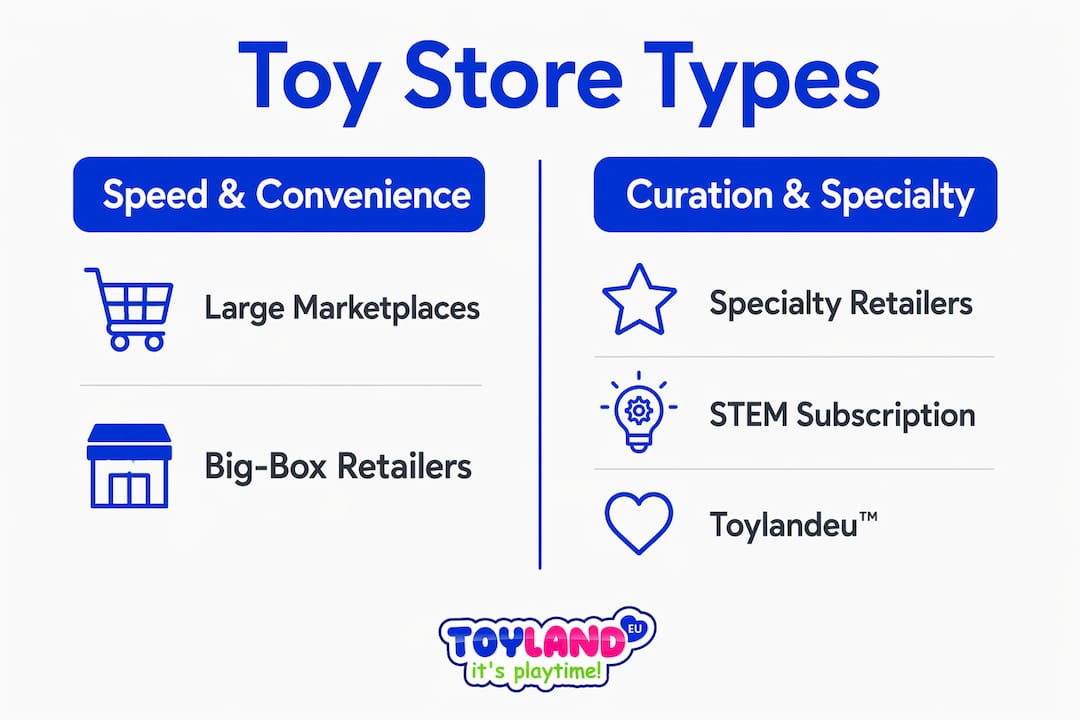 Infographic comparing toy store types for US shoppers