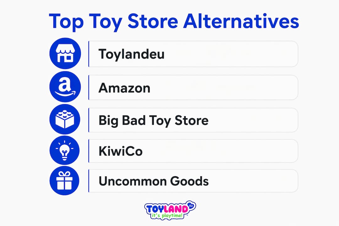 Infographic showing ranked toy store alternatives hierarchy