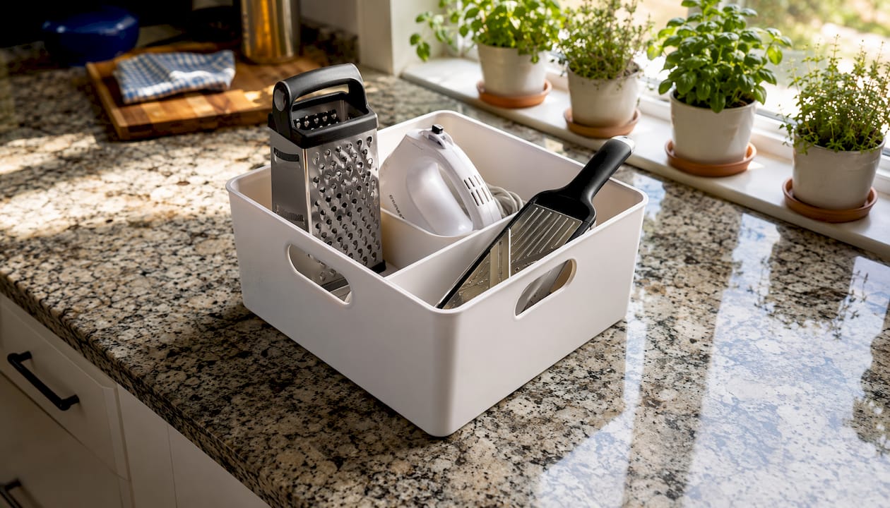 Modular kitchen organizer with multi-use tools