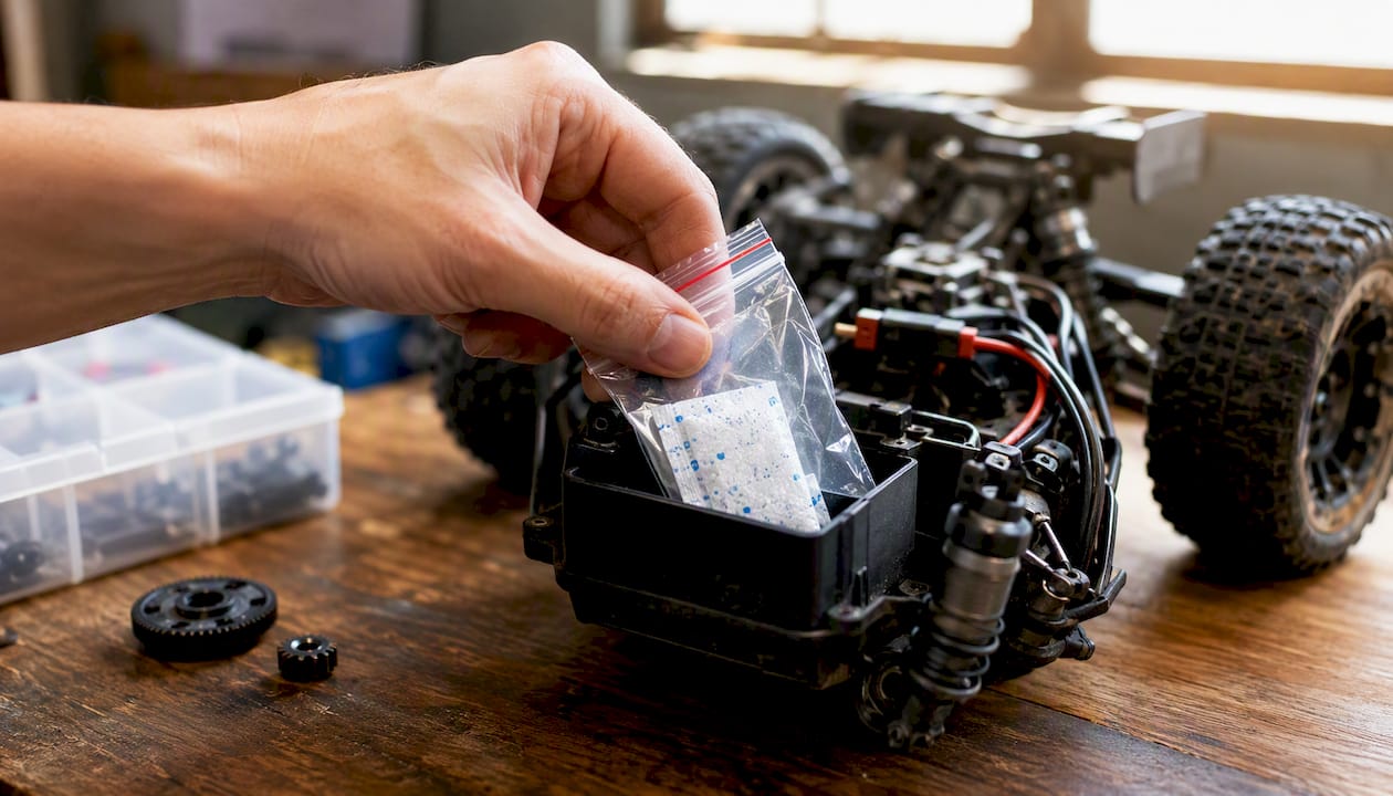 Silica gel packets in RC receiver box