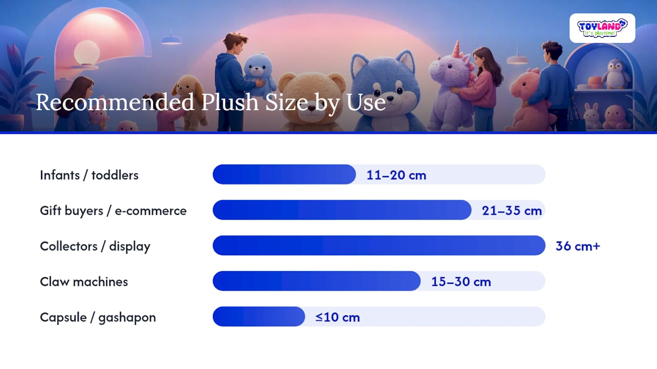 Diagram of plush size recommendations by audience