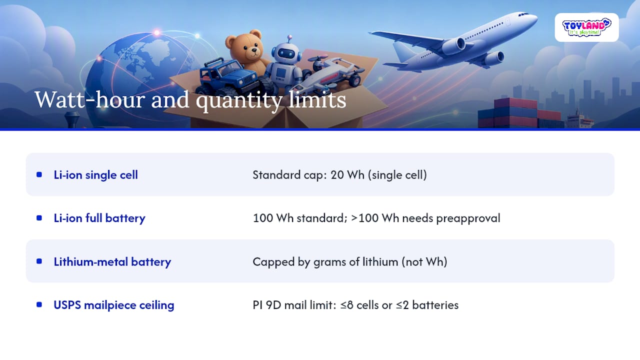 Diagram of lithium battery watt-hour shipping limits