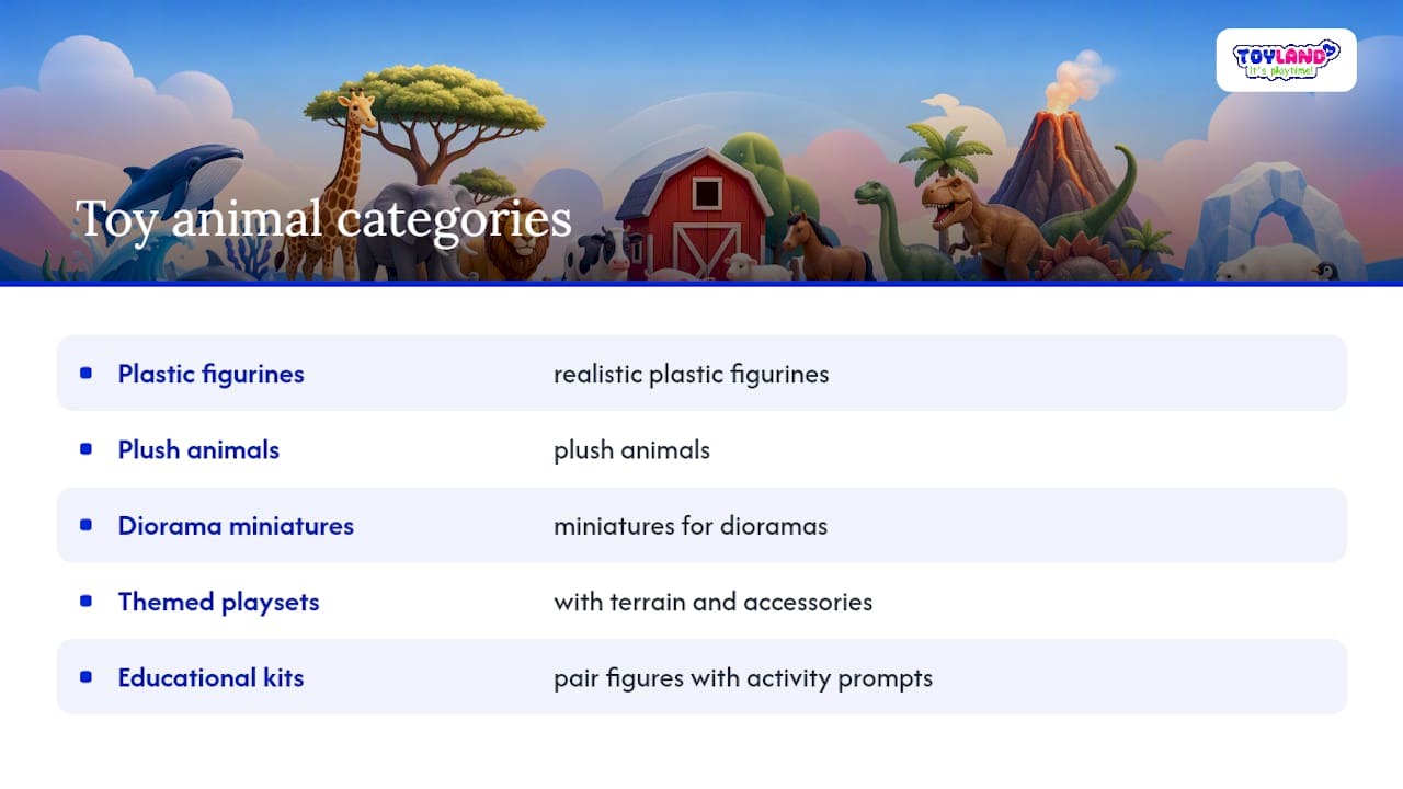 Diagram showing main categories of toy animals