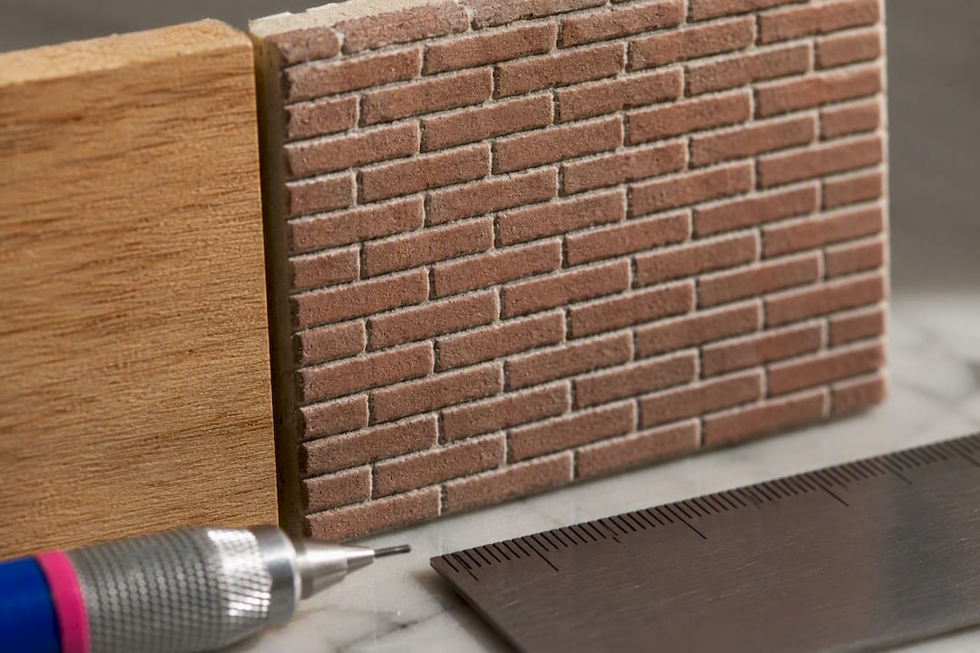Scaled miniature brick and wood textures